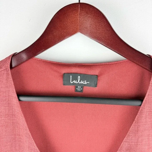 Lulus Women’s Poppy Rust V-Neck Shift Dress Pockets Chic Business Preppy Small - Picture 5 of 11
